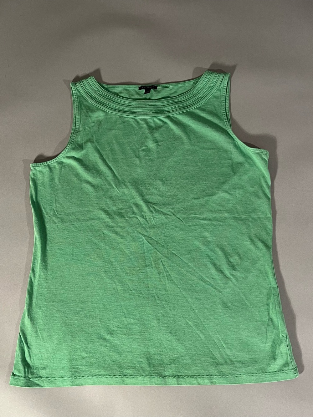 Talbots Green 100% Pima Cotton Knit boat Neck Sleeveless Tank Top, M